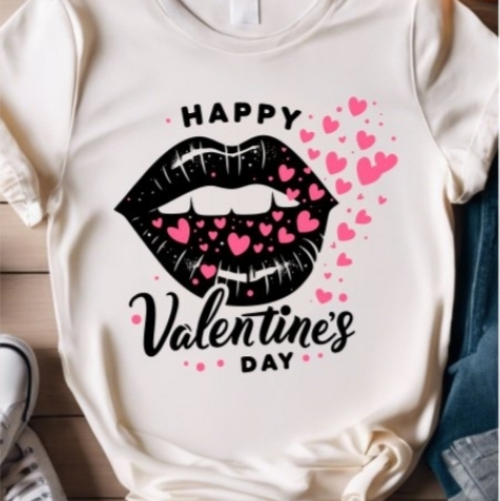 Lips & Hearts Valentines day tshirt
